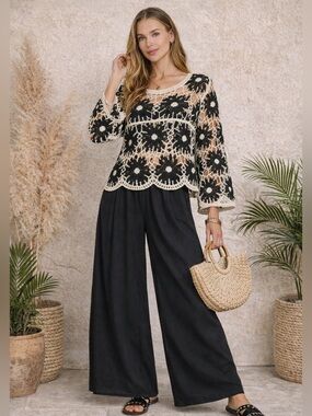 3 Piece Bundle Deal- Knit Top, Tank Top, Wide Leg Pants